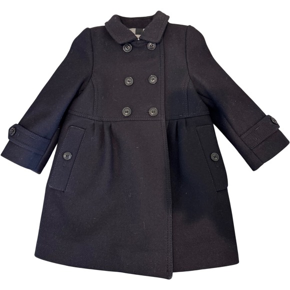 Burberry Other - NWOT Burberry Pea Coat‎ Kids 12M Black Wool Cashmere Double Breasted Nova Check